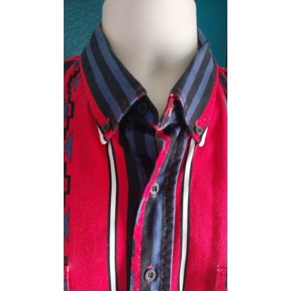 Vintage 90's Karman Western Aztech Shirt Mens XL  Long Sleeve Button Down - Picture 4 of 8